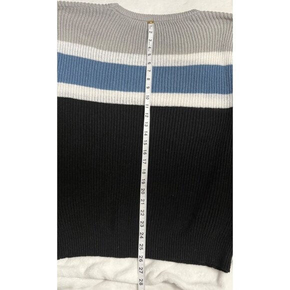 Colorblock Oversized Knit Crewneck Sweater Black, Blue, & Gray Womens 4XL Shein - Picture 10 of 11